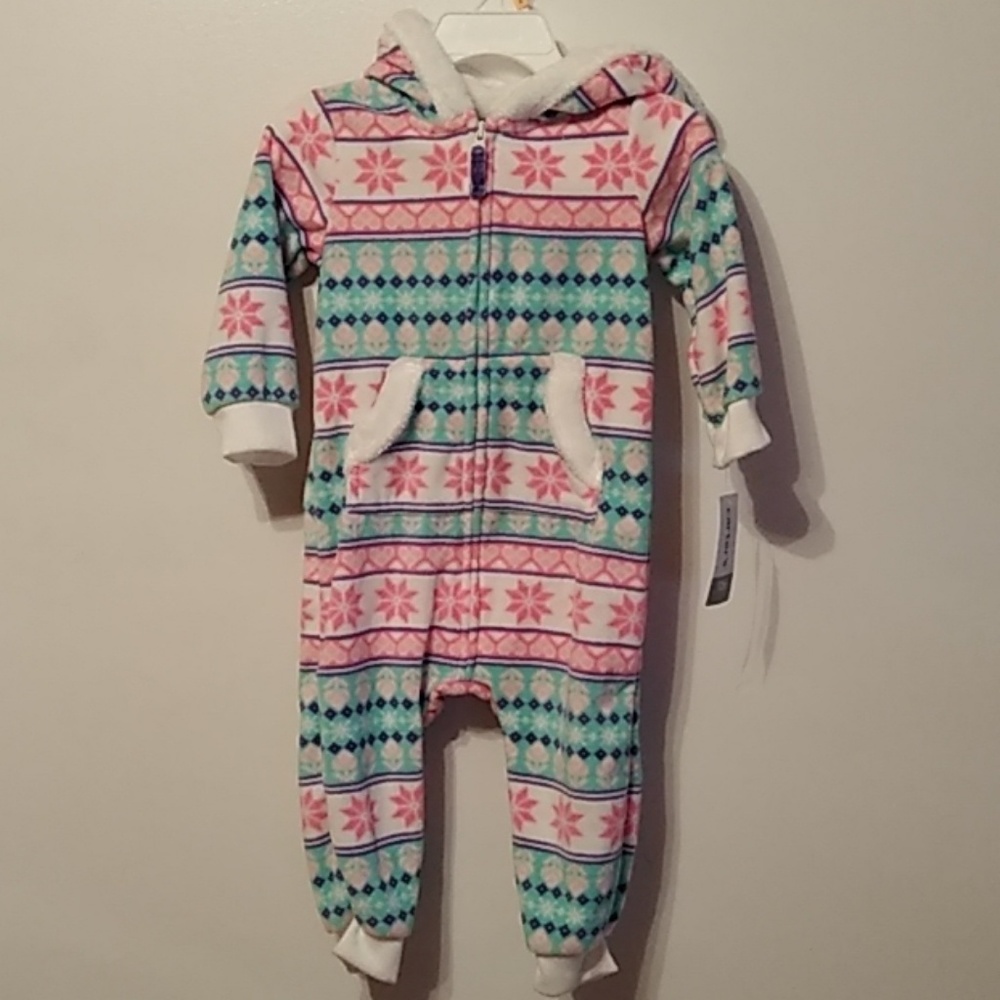 Carter's one piece fleece zip up with hood